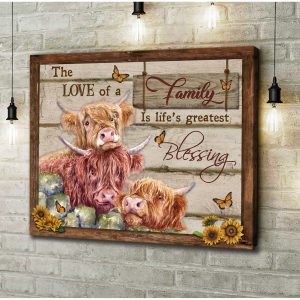 Farm Highland Cows The Love Of A Family Canvas Prints Wall Art Decor 2