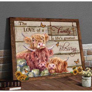Farm Highland Cows The Love Of A Family Canvas Prints Wall Art Decor 3
