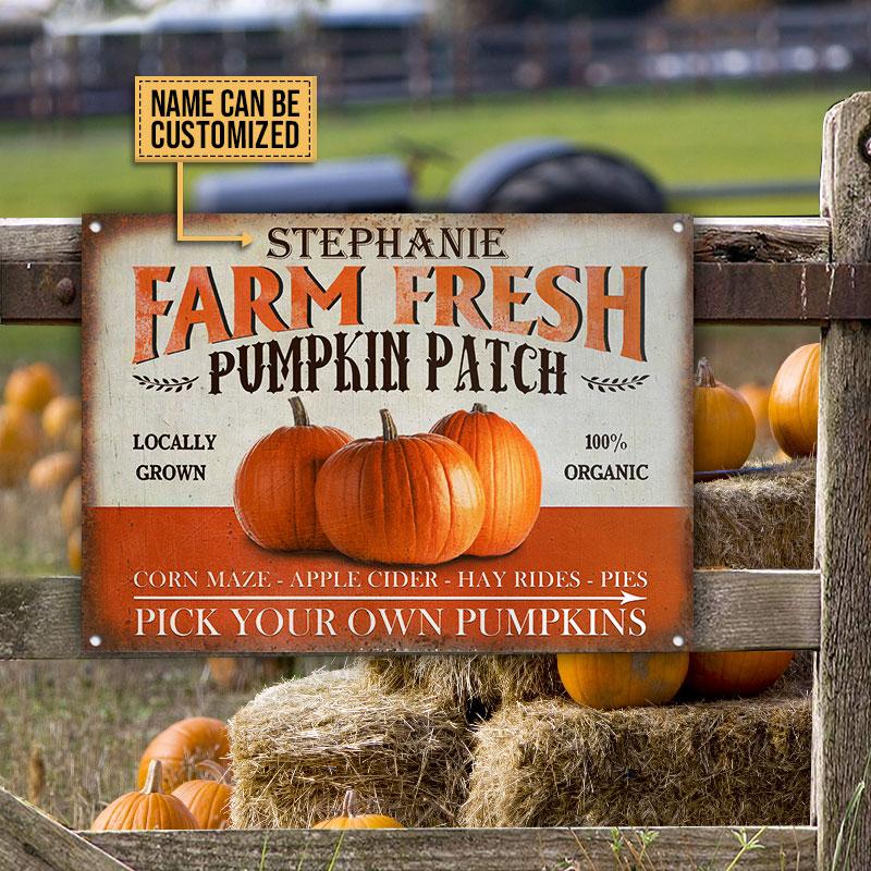 Farm Pumpkin Sign Fall Decor Custom Classic Metal Signs