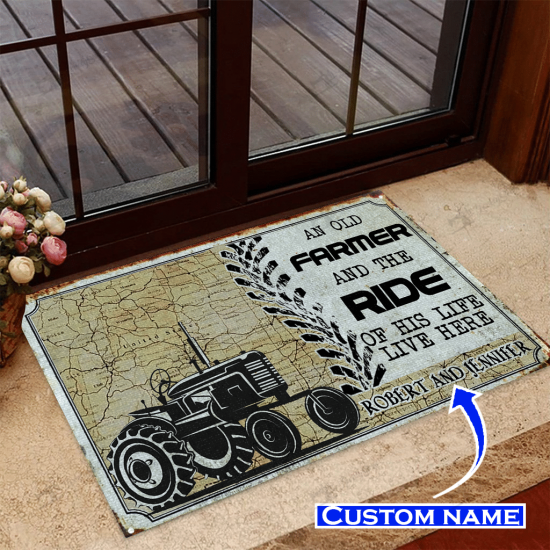 Farmer And The Ride Personalized Custom Name Doormat Welcome Mat