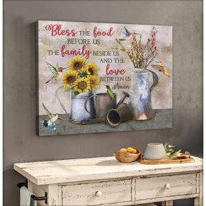 Farmhouse And Hummingbirds Canvas Bless The Food Before Us Wall Art Decor