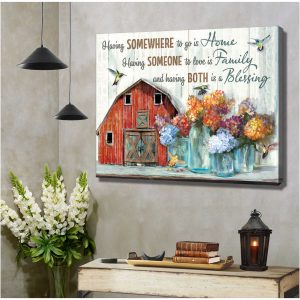Farmhouse And Hummingbirds Having Somewhere To Go Is Home Farm Canvas Prints Wall Art Decor