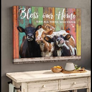 Farmhouse Canvas Bless Our Home And All Those Who Enter Wall Art Decor 2