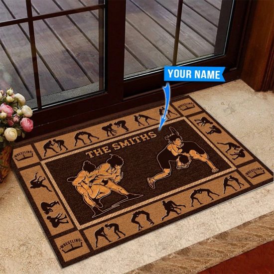 Female Wrestling Personalized Custom Name Doormat Welcome Mat