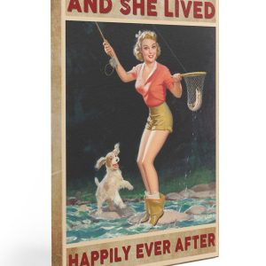 Fishing Canvas A Girl And Dog And She Lived Happily Ever After Canvas Prints Wall Art Decor