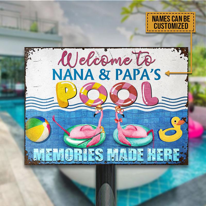 Flamingo Swimming Pool Memories Made Here Custom Classic Metal Signs