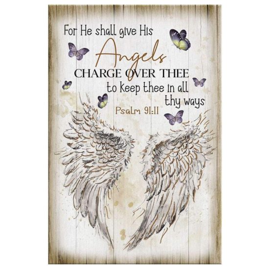 For He Shall Give His Angels Charge Over Thee Psalm 9111 Kjv Wall Art Canvas 2