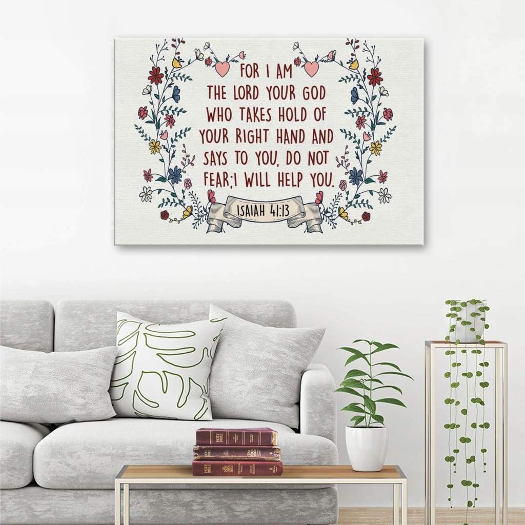 For I Am The Lord Your God Isaiah 41:13 Bible Verse Wall Art Canvas 