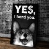 Funny Corgi Dog Wall Art Canvas