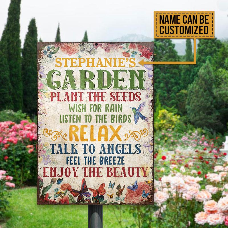 Garden Plant The Seeds Enjoy The Beauty Custom Classic Metal Signs