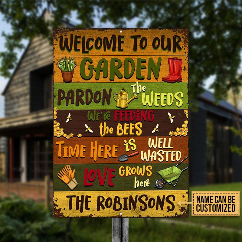 Gardening Welcome To Our Garden Custom Classic Metal Signs