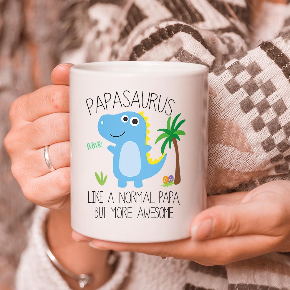 Gift-For-Fathers-Day-Mug-For-Dad-Papasarus-Like-Normal-Papa-But-More-Awesome-Mug-Daddy-Dinosaur-Mug Gift For Father's Day