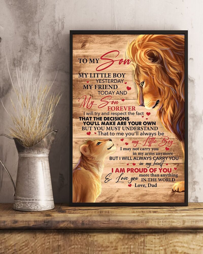 Gift-For-Son-Son-Canvas-Canvas-For-Son-To-My-Son-My-Little-Boy-Yesterday-My-Friend-Today-And-My-Son-Forever-Lion-Canvas Gift For Son