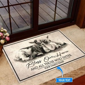 Goats Bless Our Home Personalized Custom Name Doormat Welcome Mat