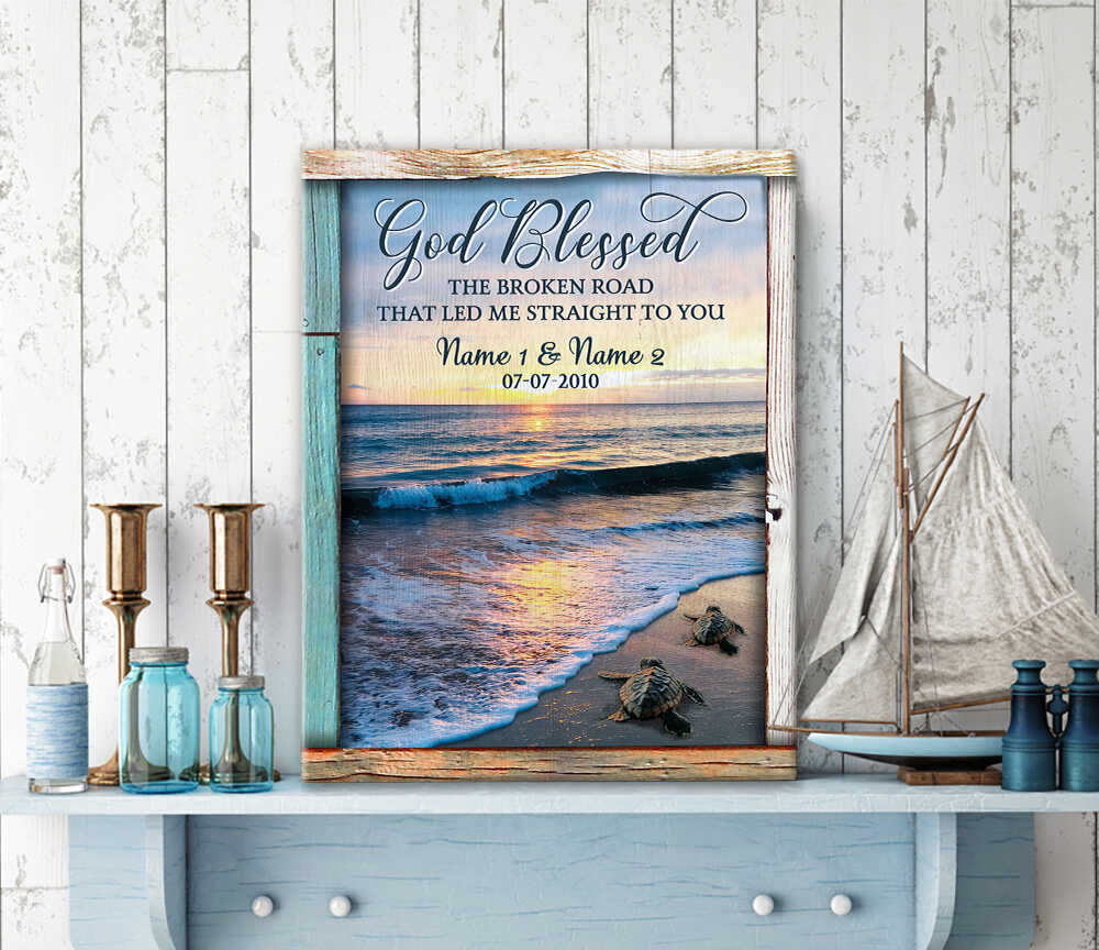 God-Blessed-The-Broken-Road-Beach-And-Turtle-Custom-Name-And-Date-Personalized-Custom-Canvas-Prints-Wall-Art-Decor-1 God Blessed The Broken Road Beach And Turtle Custom Name And Date Personalized Custom Canvas Prints Wall Art Decor 1