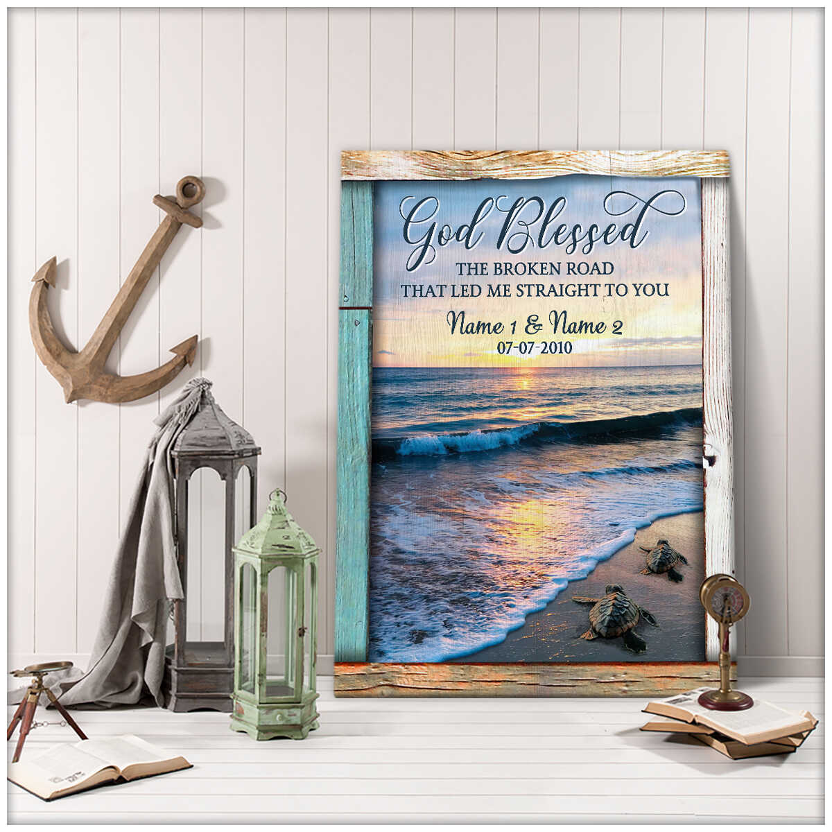 God-Blessed-The-Broken-Road-Beach-And-Turtle-Custom-Name-And-Date-Personalized-Custom-Canvas-Prints-Wall-Art-Decor-2 God Blessed The Broken Road Beach And Turtle Custom Name And Date Personalized Custom Canvas Prints Wall Art Decor 2