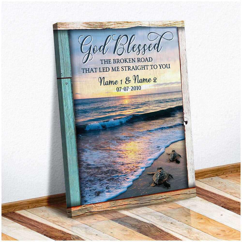 God-Blessed-The-Broken-Road-Beach-And-Turtle-Custom-Name-And-Date-Personalized-Custom-Canvas-Prints-Wall-Art-Decor-3 God Blessed The Broken Road Beach And Turtle Custom Name And Date Personalized Custom Canvas Prints Wall Art Decor 3