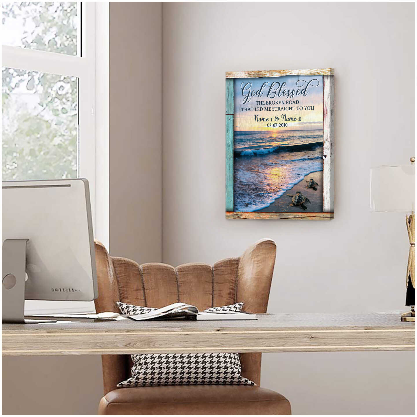 God-Blessed-The-Broken-Road-Beach-And-Turtle-Custom-Name-And-Date-Personalized-Custom-Canvas-Prints-Wall-Art-Decor God Blessed The Broken Road Beach And Turtle Custom Name And Date Personalized Custom Canvas Prints Wall Art Decor