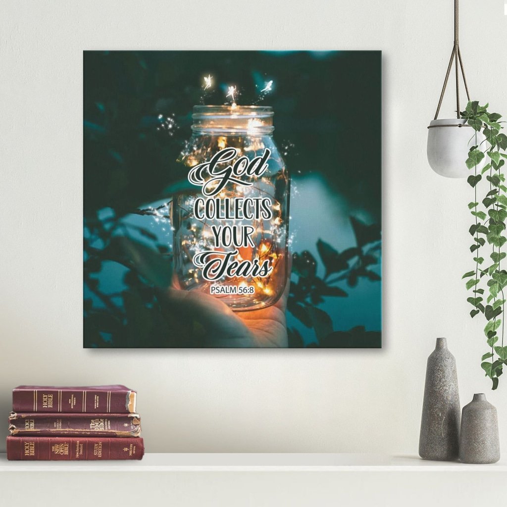 God Collects Your Tears Psalm 56:8 Canvas Wall Art