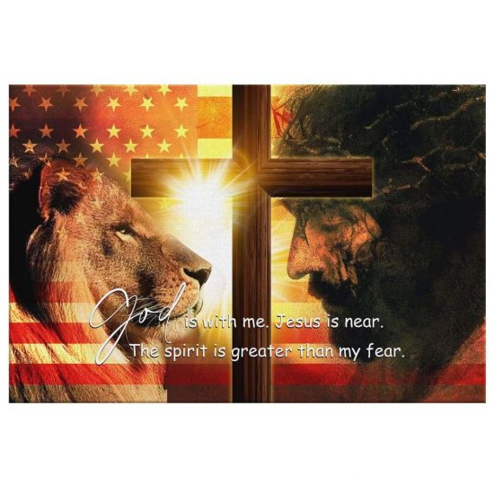 God Is With Me Jesus Is Near Canvas Christian Wall Art 1