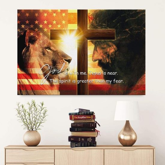 God Is With Me Jesus Is Near Canvas - Christian Wall Art
