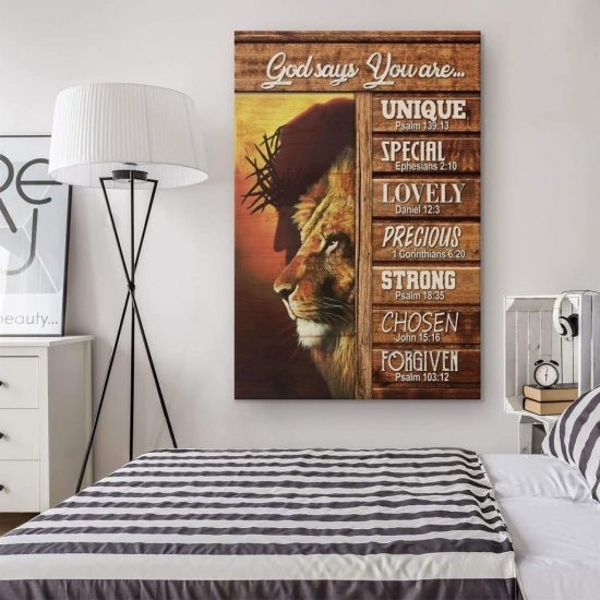 God Says You Are Bible Verse Canvas Print Jesus Lion Wall Art Canvas 1