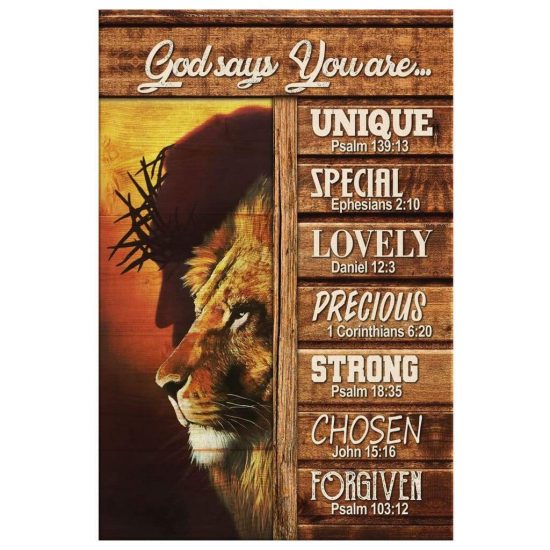 God Says You Are Bible Verse Canvas Print Jesus Lion Wall Art Canvas 2