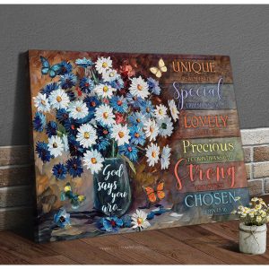 God Says You Are Daisy And Butterflies Canvas Prints Wall Art Decor 2