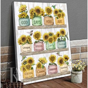 God Says You Are Sunflower And Hummingbird Canvas Prints Wall Art Decor 2