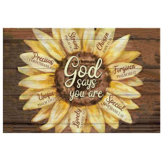 God Says You Are Sunflower Canvas Wall Art 2