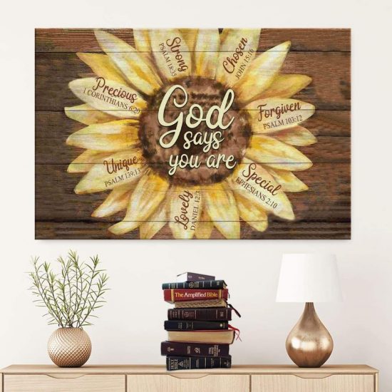 God Says You Are Sunflower Canvas Wall Art