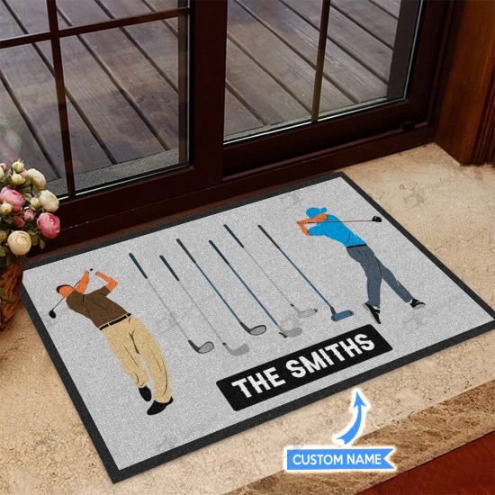 Golfer Personalized Custom Name Doormat Welcome Mat