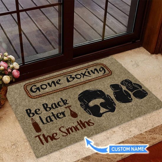 Gone Boxing Personalized Custom Name Doormat Welcome Mat