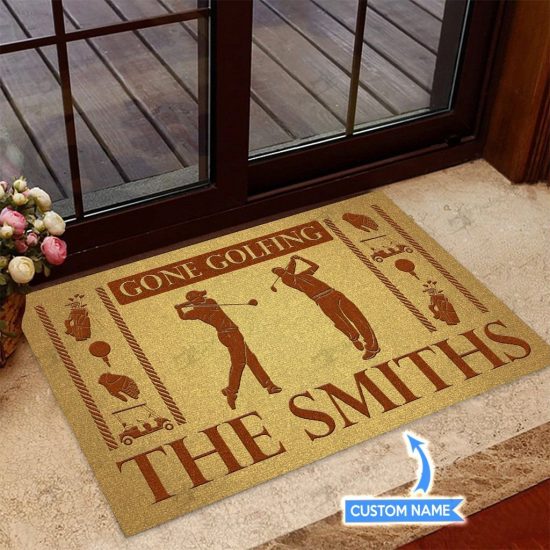 Gone Golfing Personalized Custom Name Doormat Welcome Mat