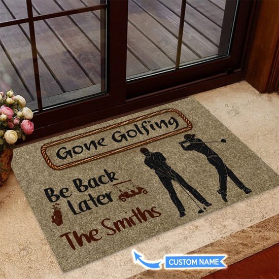 Gone Golfing Personalized Custom Name Doormat Welcome Mat