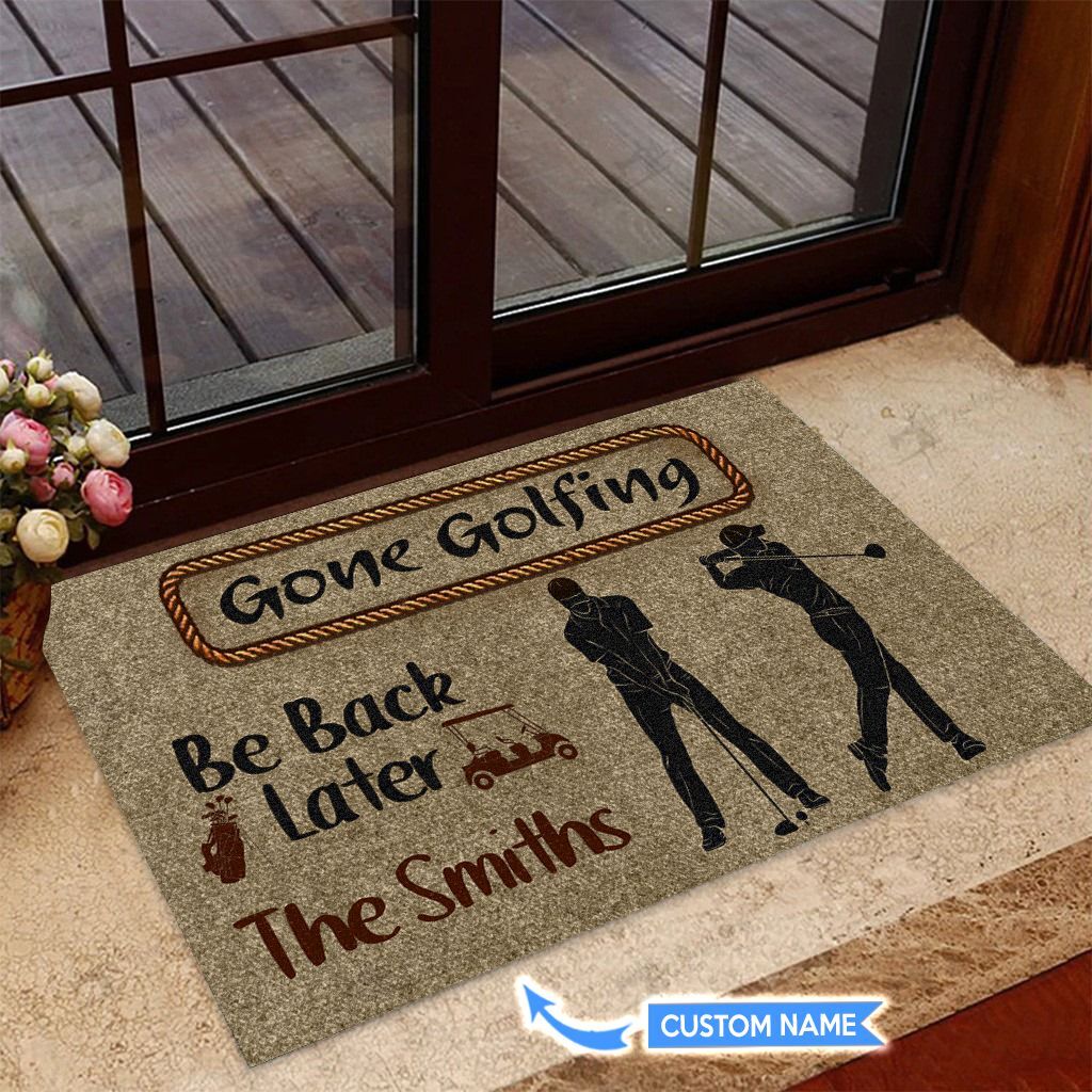 Gone-Golfing-Personalized-Custom-Name-Doormat-Welcome-Mat Gone Golfing Personalized Custom Name Doormat Welcome Mat