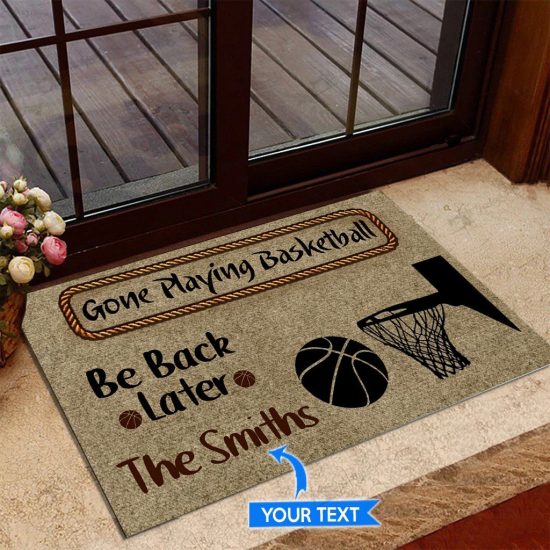 Gone Playing Basketball Personalized Custom Name Doormat Welcome Mat