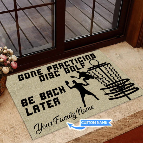 Gone Practicing Disc Golf Personalized Custom Name Doormat Welcome Mat