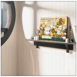 Gorgeous Dragonfly Canvas Bless This Kitchen Wall Art Decor 3