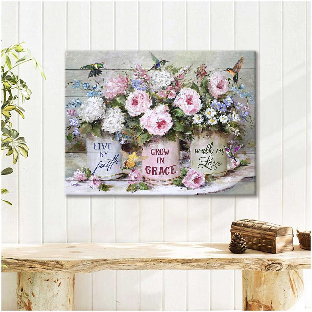 Gorgeous-Flowers-And-Hummingbirds-Live-By-Faith-Canvas-Prints-Wall-Art-Decor-3 Gorgeous Flowers And Hummingbirds Live By Faith Canvas Prints Wall Art Decor 3
