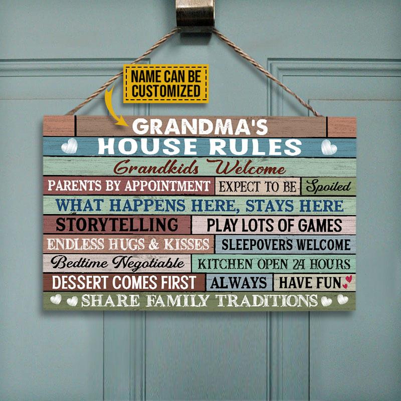 Grandparents House Rules Custom Wood Rectangle Sign