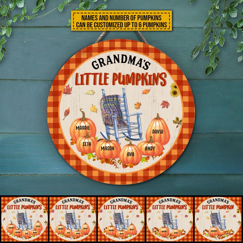 Grandparents Little Pumpkins Custom Wood Circle Sign