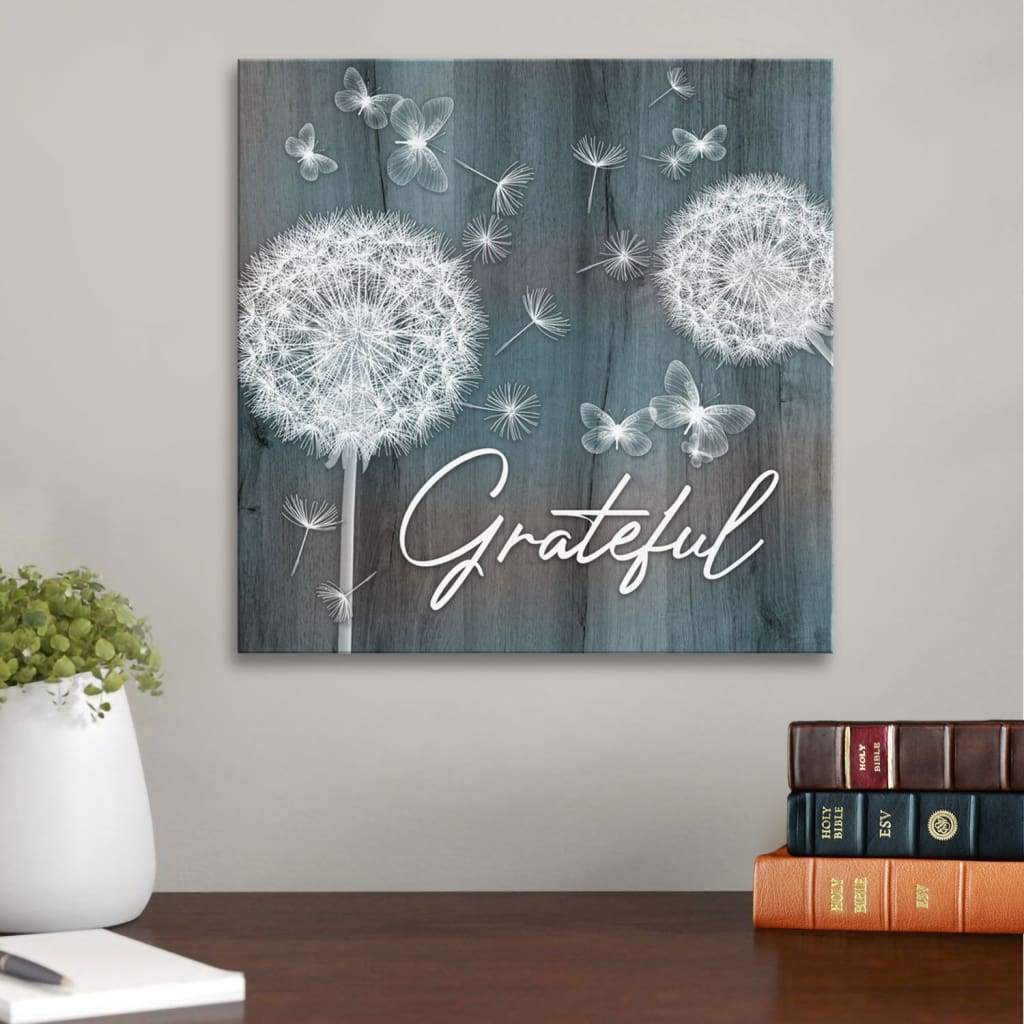 Grateful Dandelions Butterflies Canvas Wall Art - Christian Wall Decor