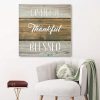 Grateful Thankful Blessed Canvas Wall Art