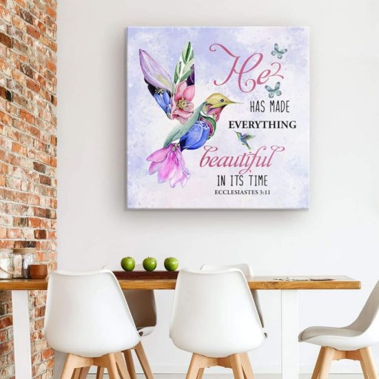 He Has Made Everything Beautiful In Its Time Hummingbird Wall Art Canvas 1