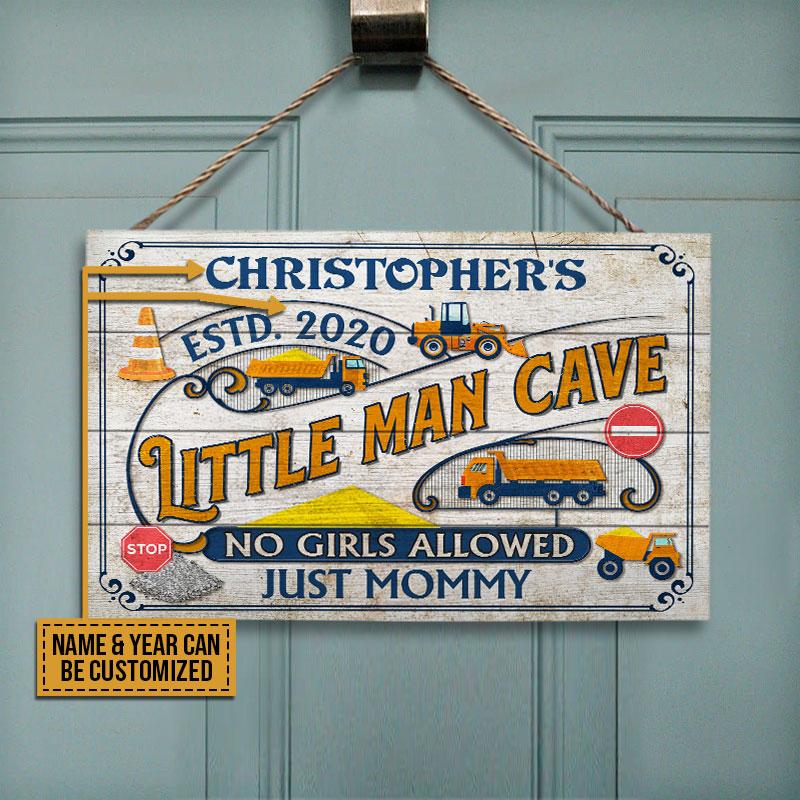 Heavy Equipment Little Man Cave Custom Wood Rectangle Sign