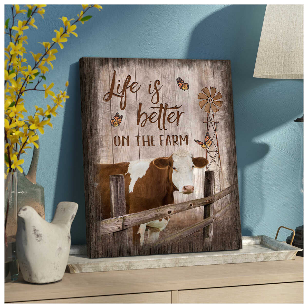 Hereford Cows Life Is Better On The Farm Canvas Wall Art Farmhouse ...