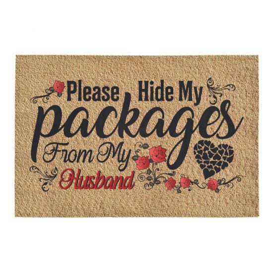 Hide My Packages Husband Doormat Welcome Mat 1