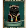 Hippie Black Cat Take A Bath You Dirty Hippie Canvas Prints Wall Art Decor