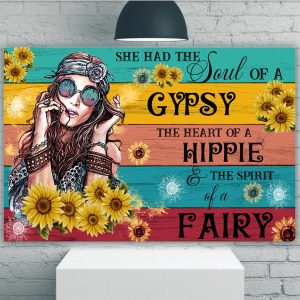 Hippie Girl Sunflower She Had The Soul Of A Gypsy Canvas